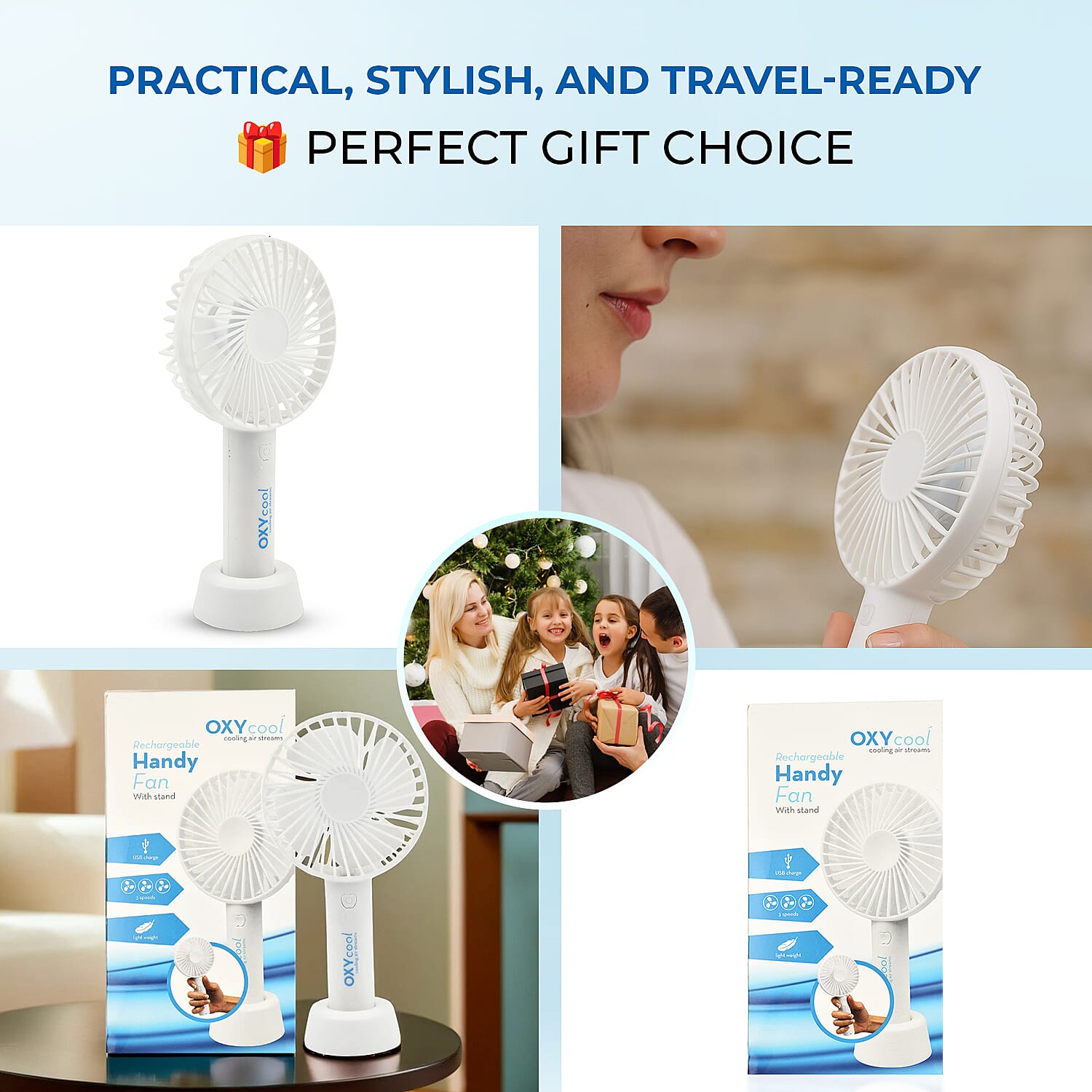 OxyCool Rechargeable Handy Fan with Stand 7791295 6