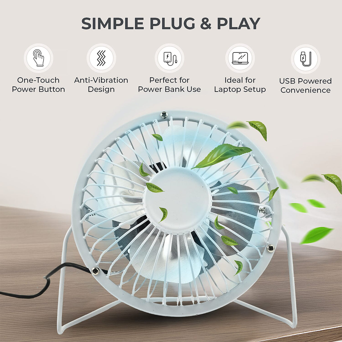 Oxycool 4-Inch USB Mini Desk Fan 7791304 2