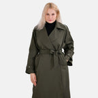 LA Marey Windproof Cotton Blend Trench Coat (Size 20-22) - Khaki_7791553_3