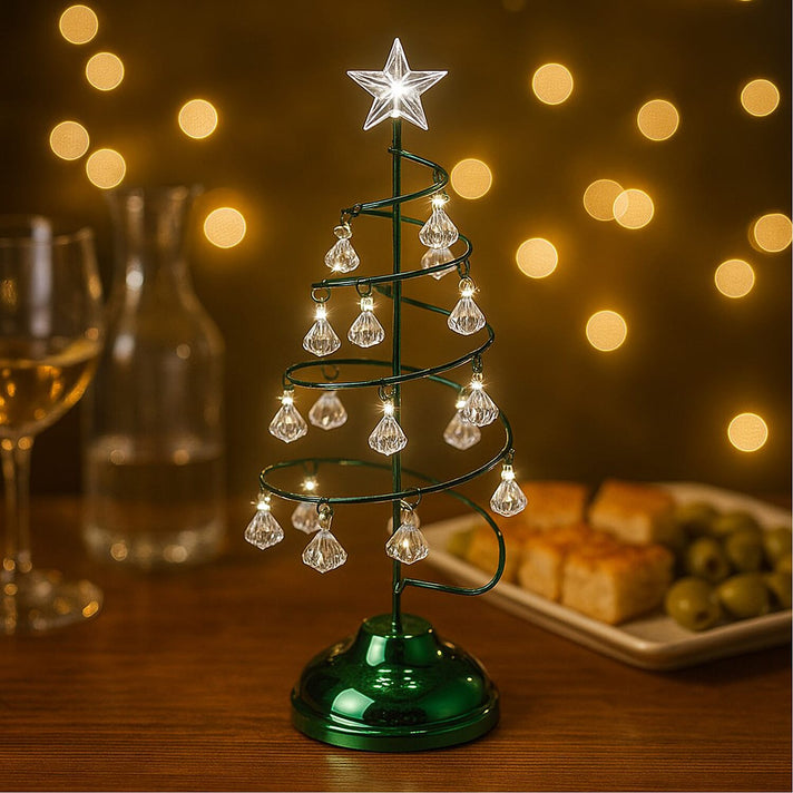 LED Christmas Tree - Green - 19 Crystals - (3xAAA batteries not inc) 7791951 2