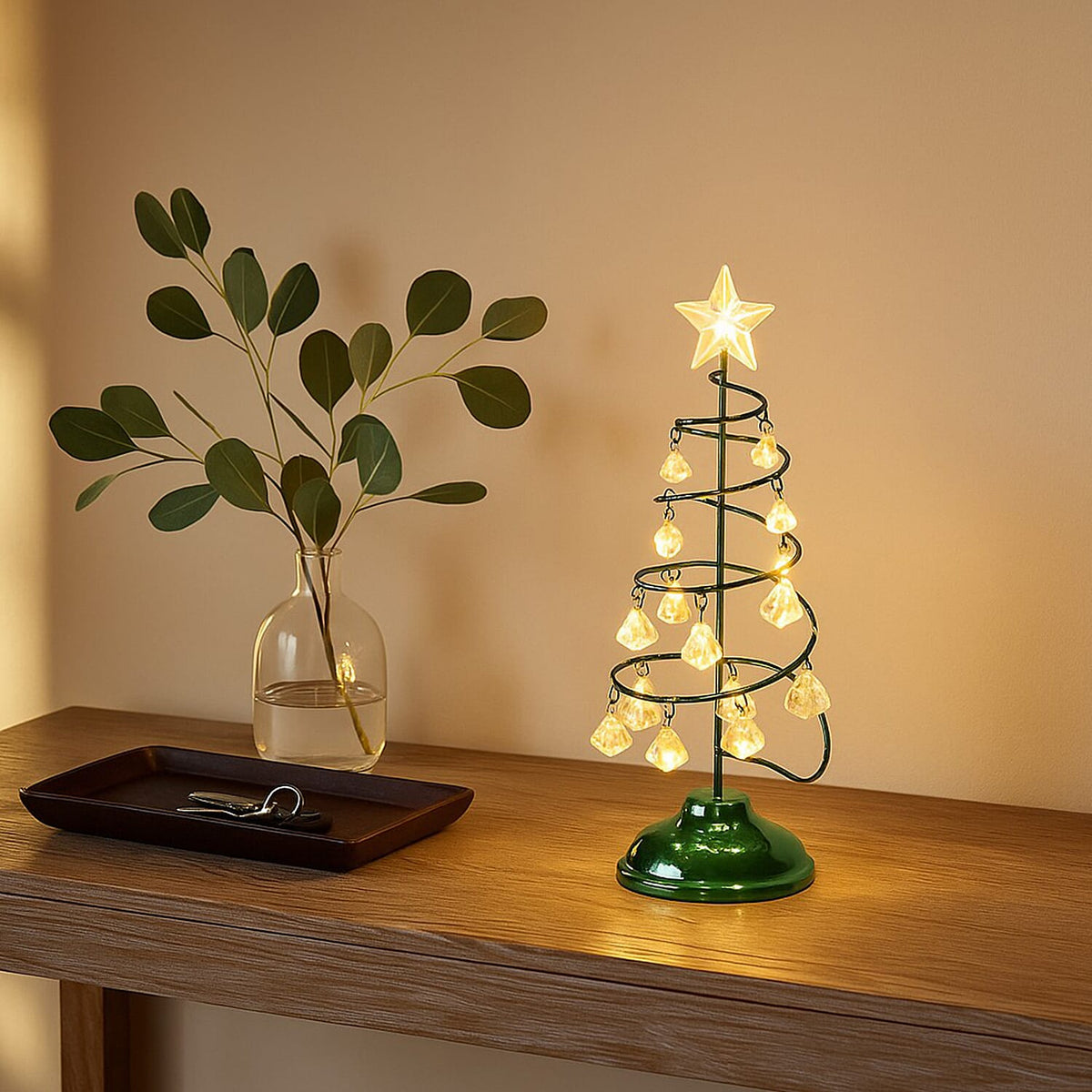 LED Christmas Tree - Green - 19 Crystals - (3xAAA batteries not inc) 7791951 3