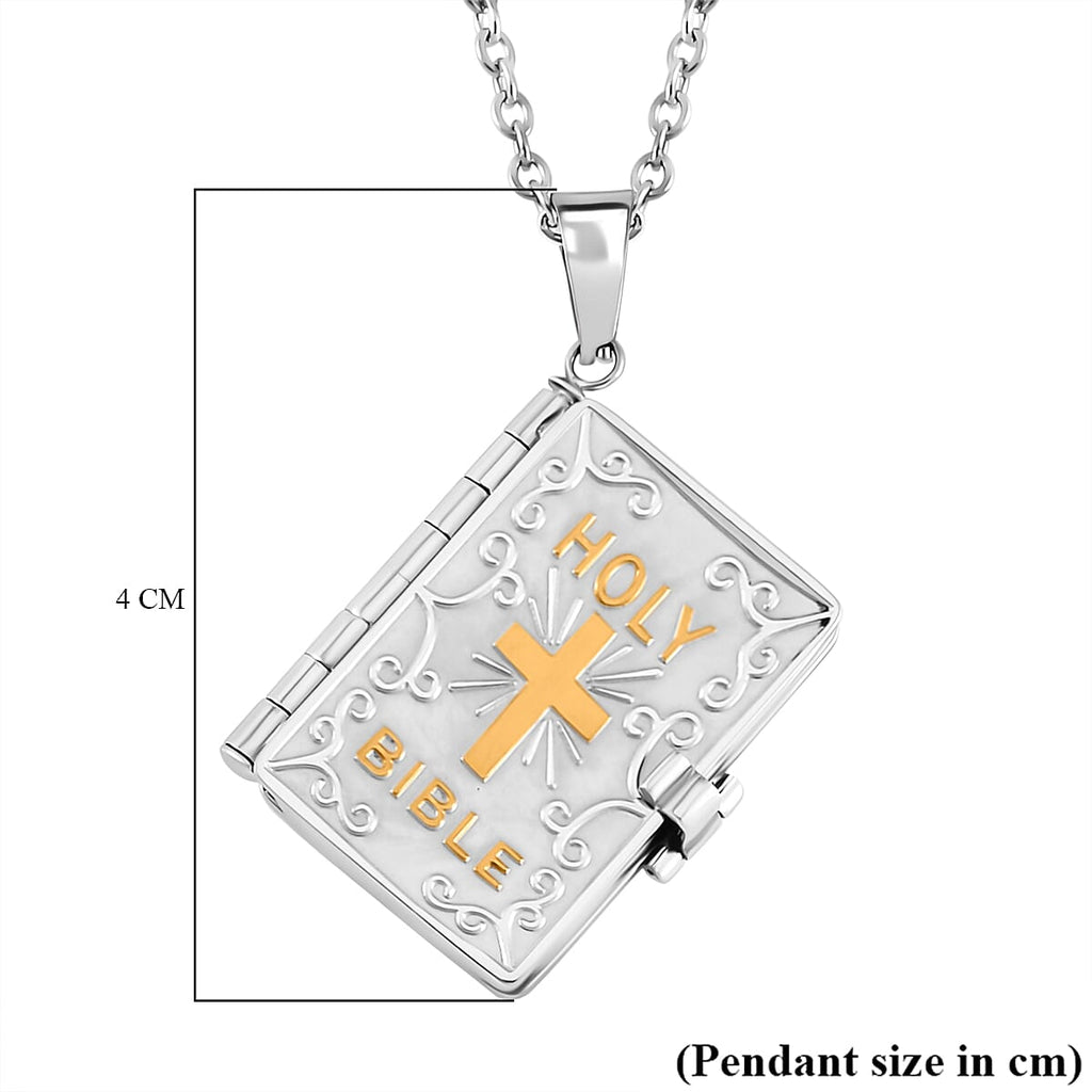 Elegant Holy Bible Locket Pendant with Adjustable Slider Chain (up to 28 Inches) - includes Premium Presentation Gift Box