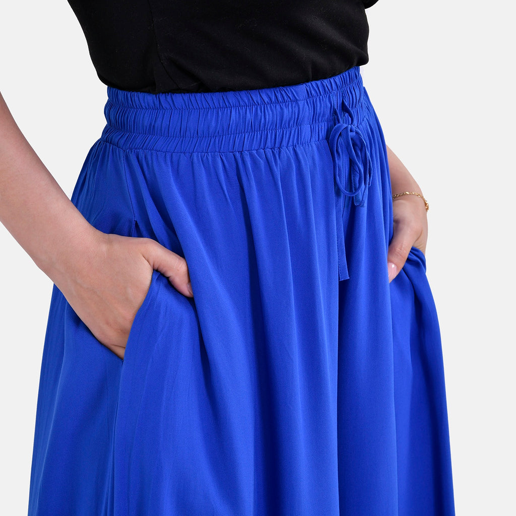 Tamsy 100% Viscose Elastic-waistband Culotte (One Size 8 - 18) - Blue_7792449_4