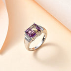 Ametrine & Natural Zircon Ring in Rhodium Overlay Sterling Silver 3.90 Ct_7792689_1