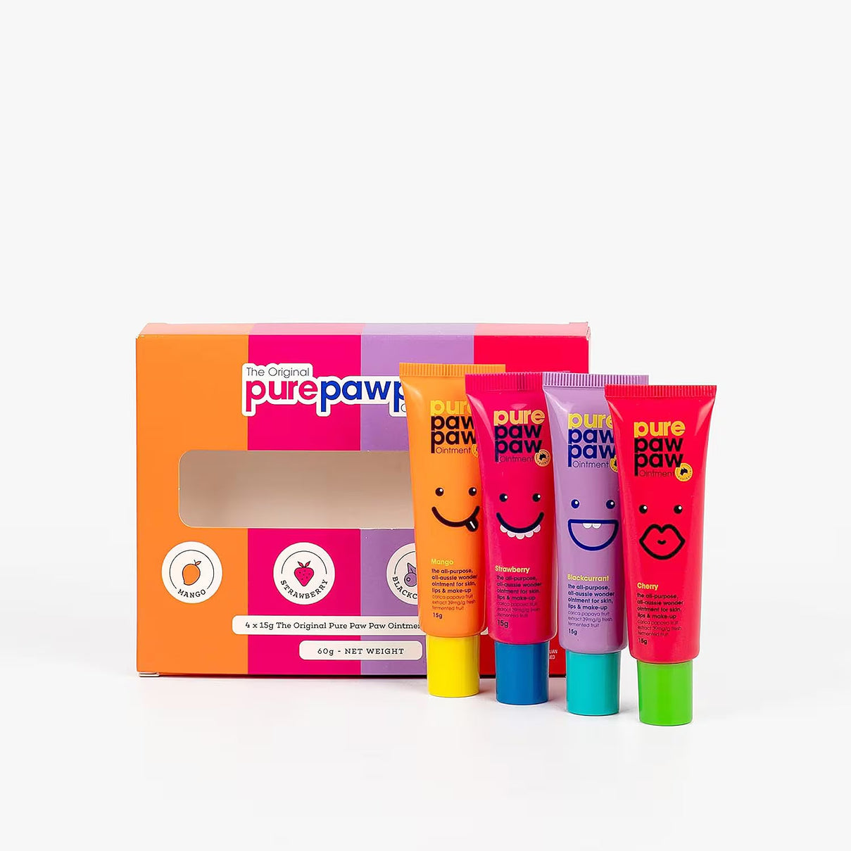 Pure Paw Paw Ointment Bundle (Includes 15g Mango, 15g Blackcurrant, 15g Cherry - 15g Strawberry) 7792876 0