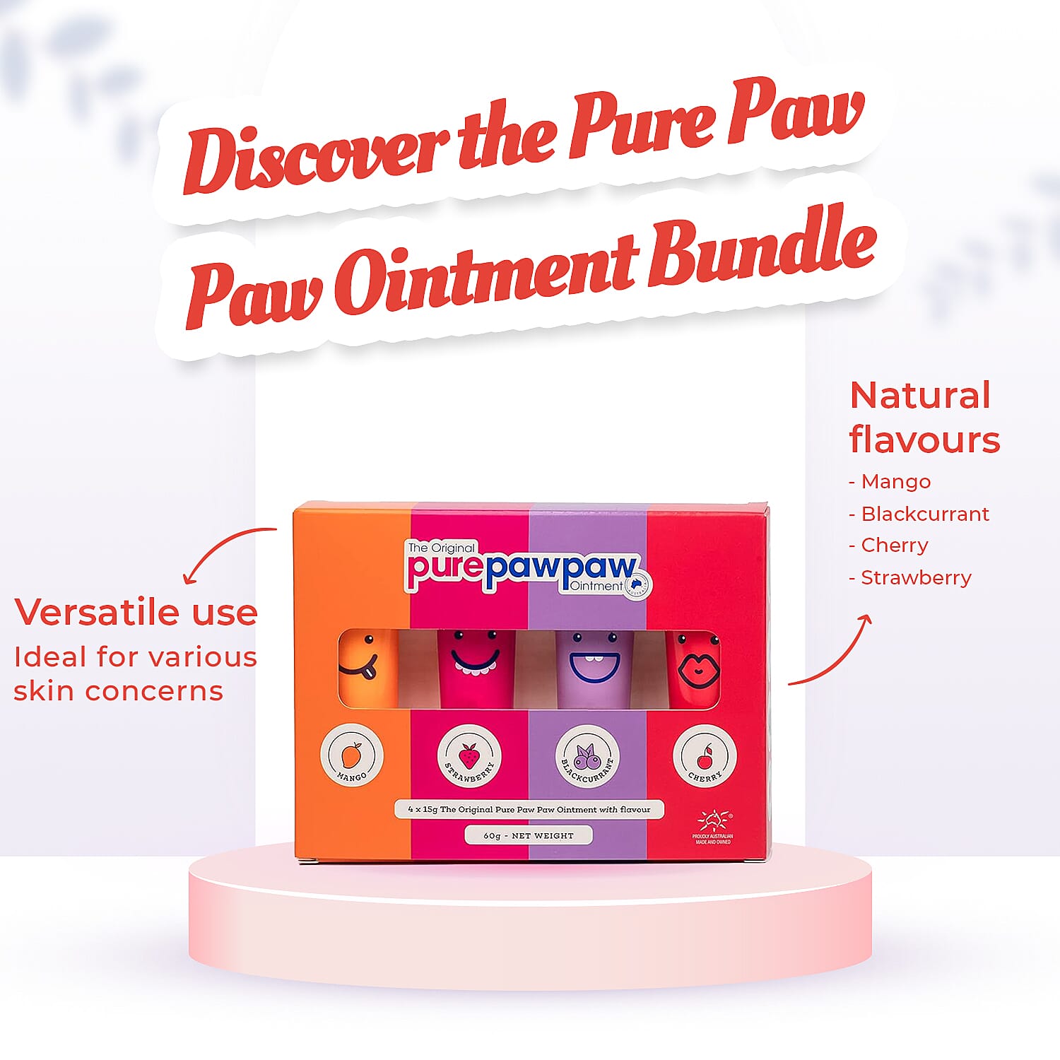 Pure Paw Paw Ointment Bundle (Includes 15g Mango, 15g Blackcurrant, 15g Cherry - 15g Strawberry) 7792876 2
