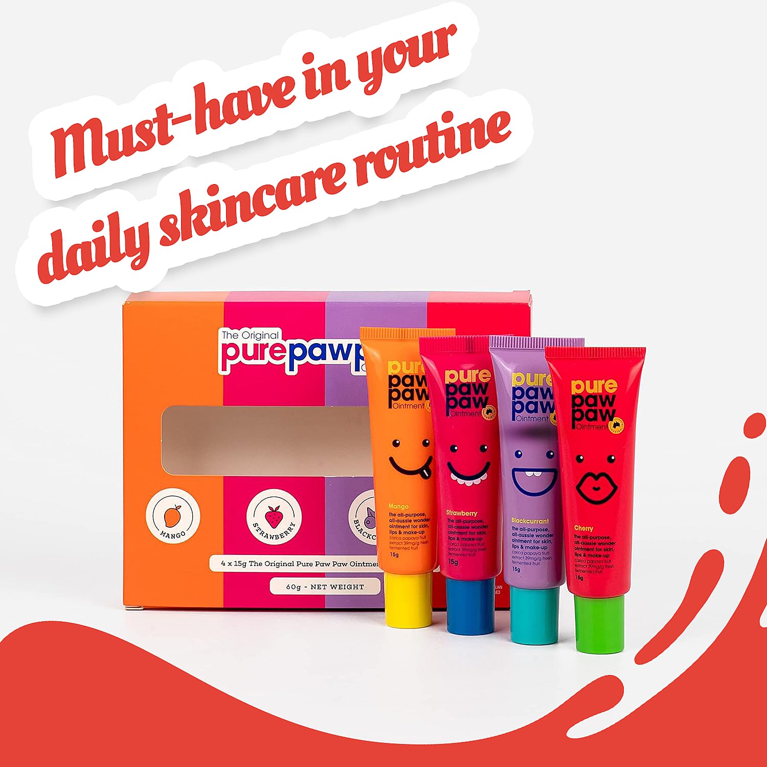 Pure Paw Paw Ointment Bundle (Includes 15g Mango, 15g Blackcurrant, 15g Cherry - 15g Strawberry) 7792876 5