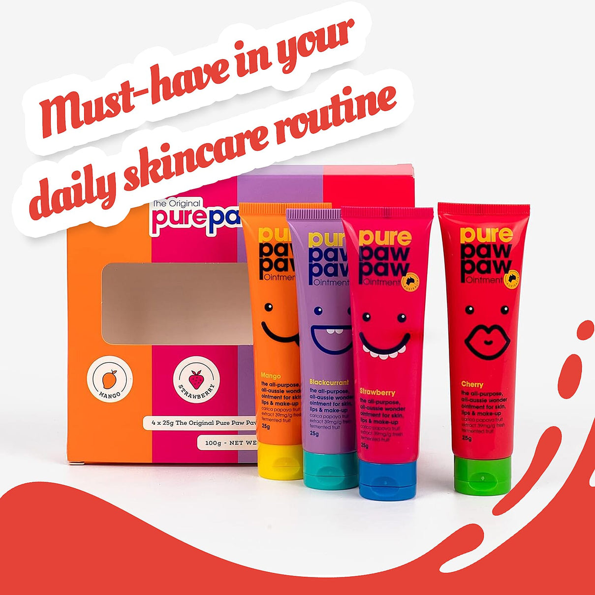 Pure Paw Paw Ointment Bundle (Includes 25g Mango, 25g Blackcurrant, 25g Cherry - 25g Strawberry) 7792882 5