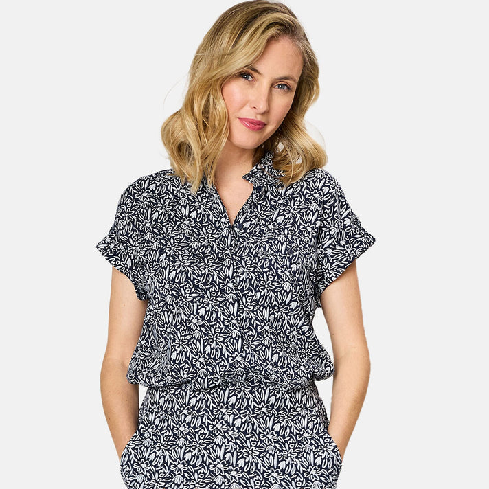 Emreco Roll Sleeve Relaxed Fit Print Blouse 7792902 2