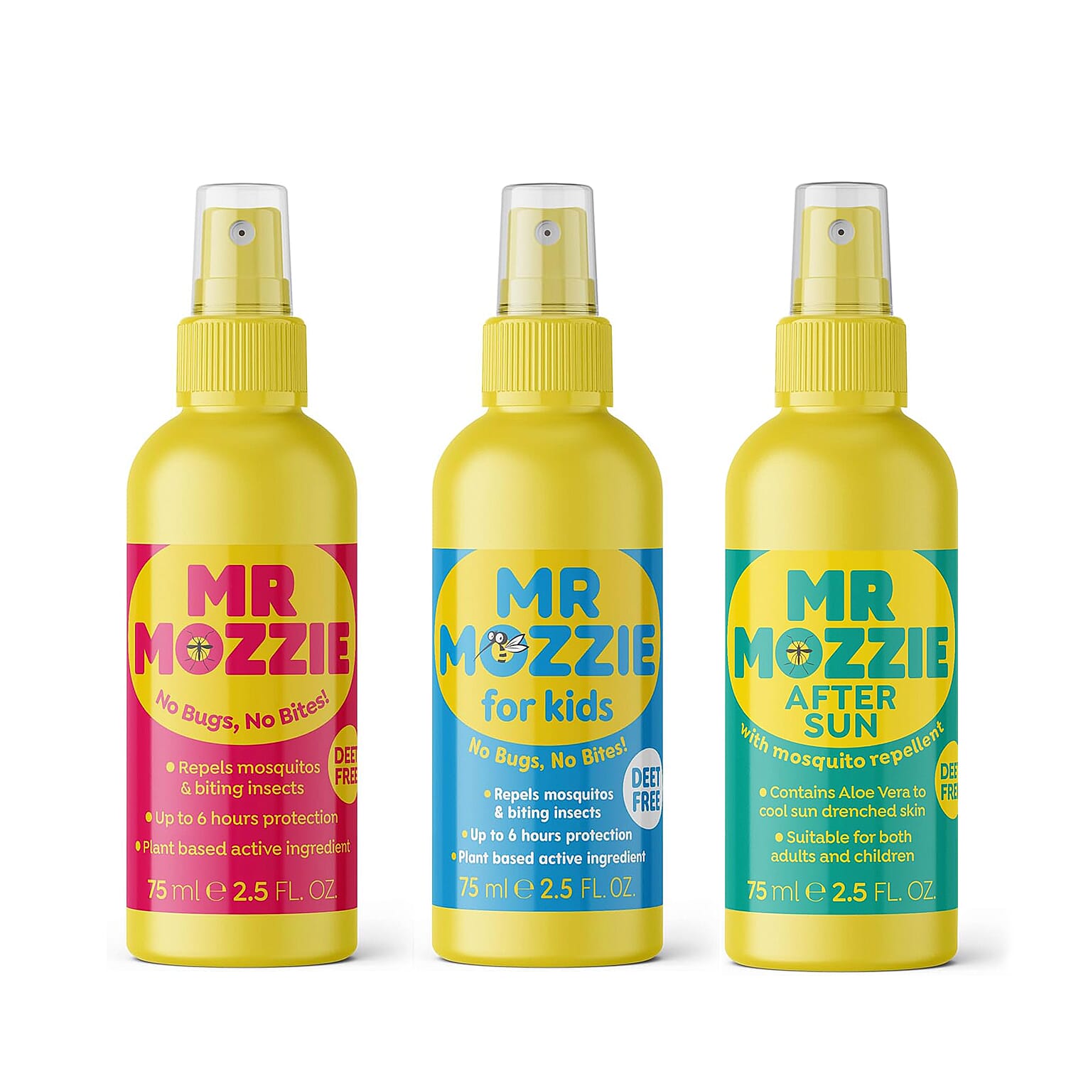 Mr Mozzie Mosquito Repellent Travel Set (Inc. 75ml Adult Mosquito Repellent, 75ml Kids Mosquito Repellent and 75ml Aftersun with Mosquito Repellent) 7793768 0