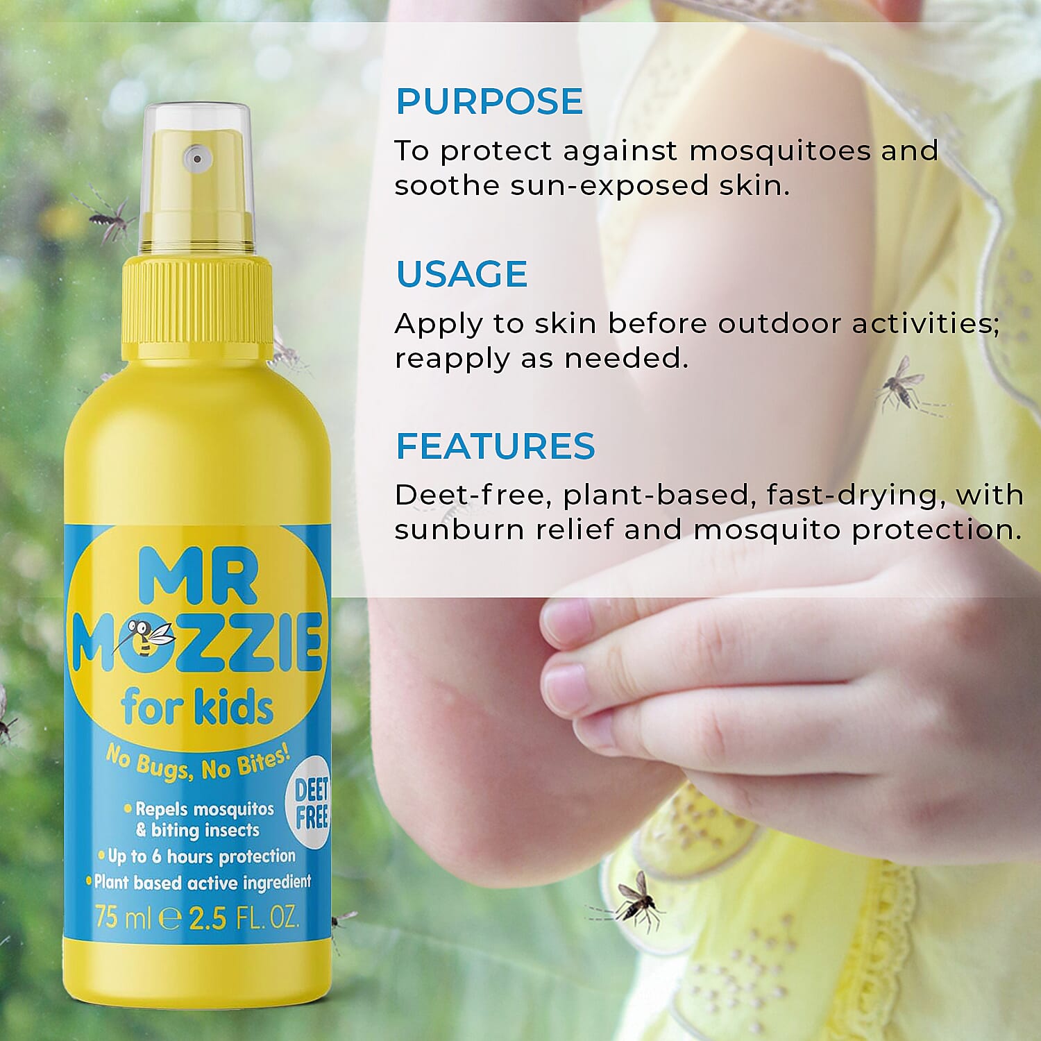 Mr Mozzie Mosquito Repellent Travel Set (Inc. 75ml Adult Mosquito Repellent, 75ml Kids Mosquito Repellent and 75ml Aftersun with Mosquito Repellent) 7793768 2