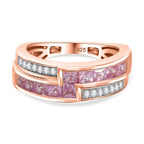 Madagascar Pink Sapphire & Natural Zircon Half-Eternity Band Ring in 18K RG Vermeil Plated Sterling Silver 1.20 Ct_7794110