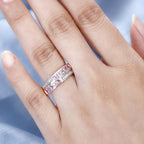 Madagascar Pink Sapphire & Natural Zircon Half-Eternity Band Ring in 18K RG Vermeil Plated Sterling Silver 1.20 Ct_7794110_2