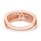 Madagascar Pink Sapphire & Natural Zircon Half-Eternity Band Ring in 18K RG Vermeil Plated Sterling Silver 1.20 Ct_7794110_4
