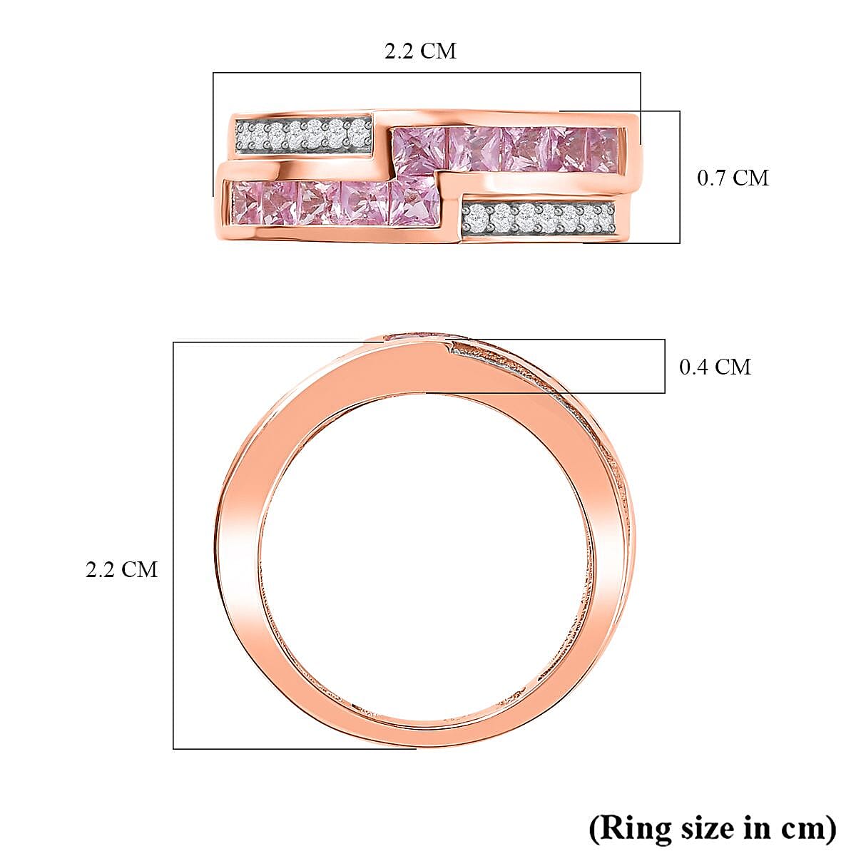 Pink Sapphire and Natural Zircon Half-Eternity Band Ring in 18K Rose Gold Vermeil Plated Sterling Silver 1.20 Ct V32530487 5
