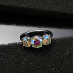 Dichroic Mystic Fire Luminous Moissanite Trilogy Ring in Rhodium Overlay Sterling Silver 2.69 Ct_7794460_2