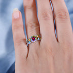 Dichroic Mystic Fire Luminous Moissanite Trilogy Ring in Rhodium Overlay Sterling Silver 2.69 Ct_7794460_3