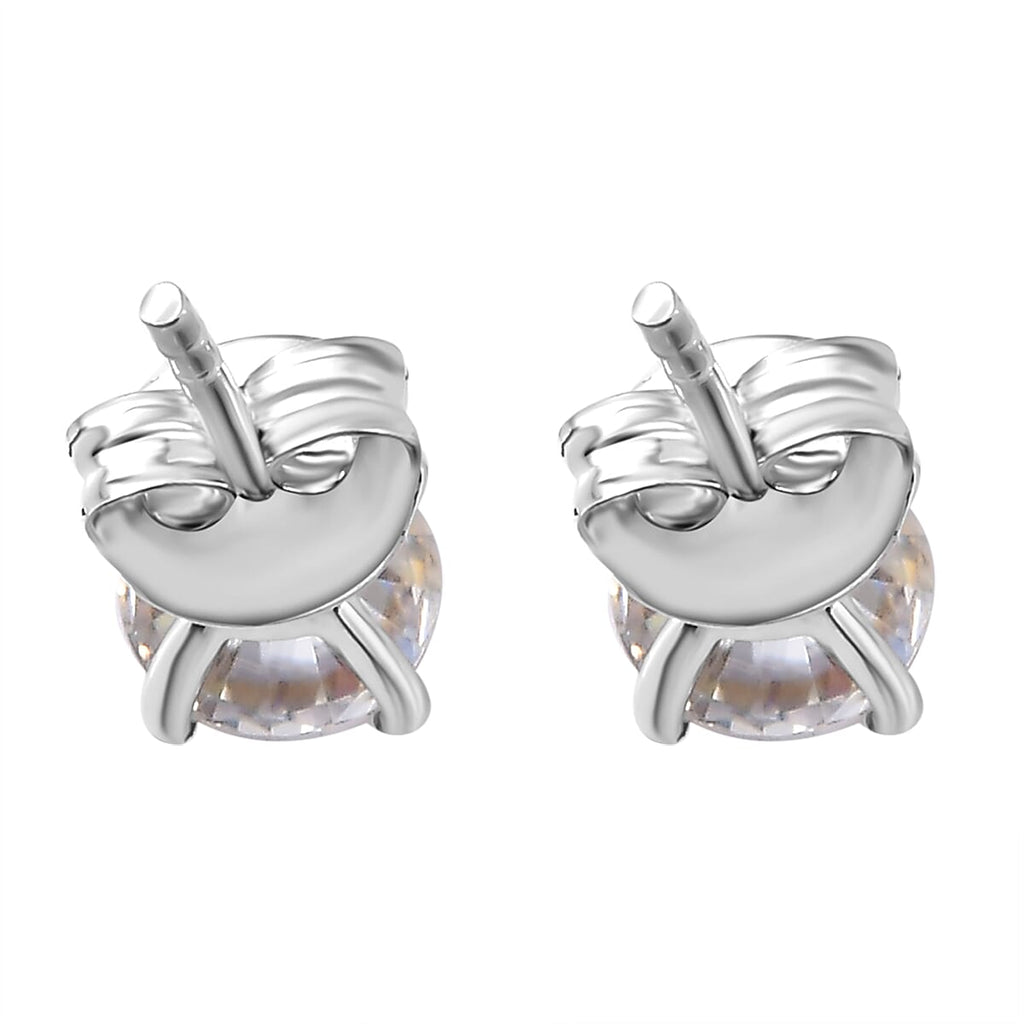 Dichroic Luminous Moissanite Solitaire Stud Earrings With Push Back in Rhodium Overlay Sterling Silver 1.50 Ct