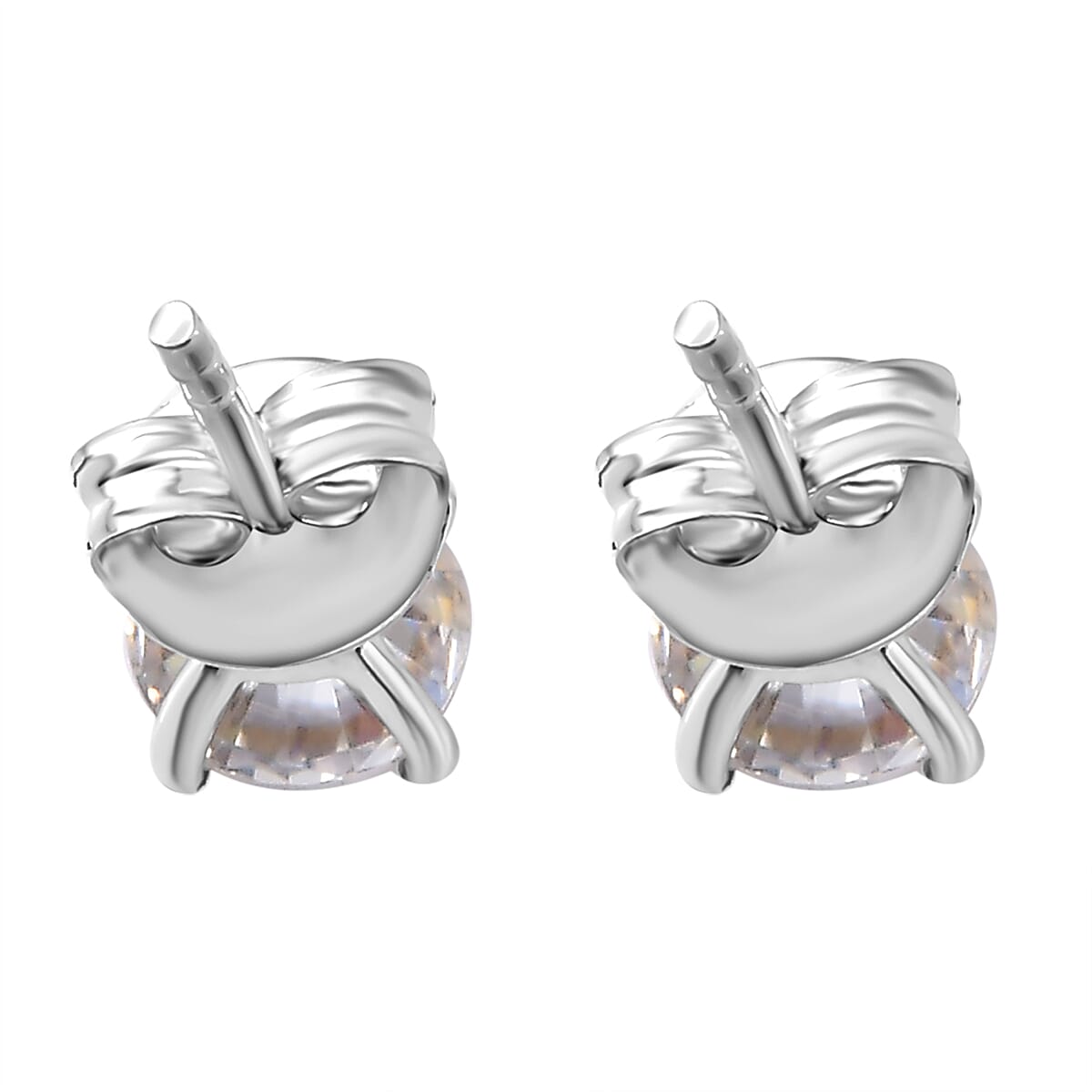 Dichroic Luminous Moissanite Solitaire Stud Earrings With Push Back in Rhodium Overlay Sterling Silver 1.50 Ct 7794556 7