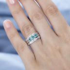AAA Gemfields Emerald & Natural Zircon Trilogy Ring in Platinum Overlay Sterling Silver 1.80 Ct._7794738_2