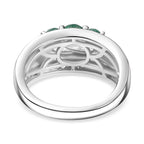 AAA Gemfields Emerald & Natural Zircon Trilogy Ring in Platinum Overlay Sterling Silver 1.80 Ct._7794738_4