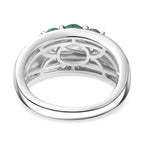 AAA Gemfields Emerald & Natural Zircon Trilogy Ring in Platinum Overlay Sterling Silver 1.80 Ct._7794740_4
