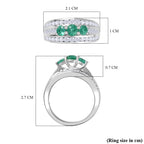 AAA Gemfields Emerald & Natural Zircon Trilogy Ring in Platinum Overlay Sterling Silver 1.80 Ct._7794740_5