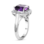 D'Joy Moroccan Amethyst & Natural Zircon Cushion Cut Halo Ring in Rhodium Overlay Sterling Silver 5.65 Ct._7795567_3