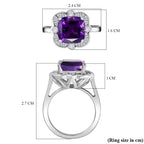 D'Joy Moroccan Amethyst & Natural Zircon Cushion Cut Halo Ring in Rhodium Overlay Sterling Silver 5.65 Ct._7795567_5
