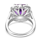 D'Joy Moroccan Amethyst & Natural Zircon Cushion Cut Halo Ring in Rhodium Overlay Sterling Silver 5.65 Ct._7795571_4