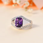 Moroccan Amethyst & Natural Zircon Ring in Rhodium Overlay Sterling Silver 2.72 Ct_7795758_1
