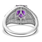 Moroccan Amethyst & Natural Zircon Ring in Rhodium Overlay Sterling Silver 2.72 Ct_7795758_4