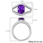 Moroccan Amethyst & Natural Zircon Ring in Rhodium Overlay Sterling Silver 2.72 Ct_7795758_5