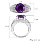 Moroccan Amethyst & Natural Zircon Ring in Rhodium Overlay Sterling Silver 4.04 Ct._7795782_5