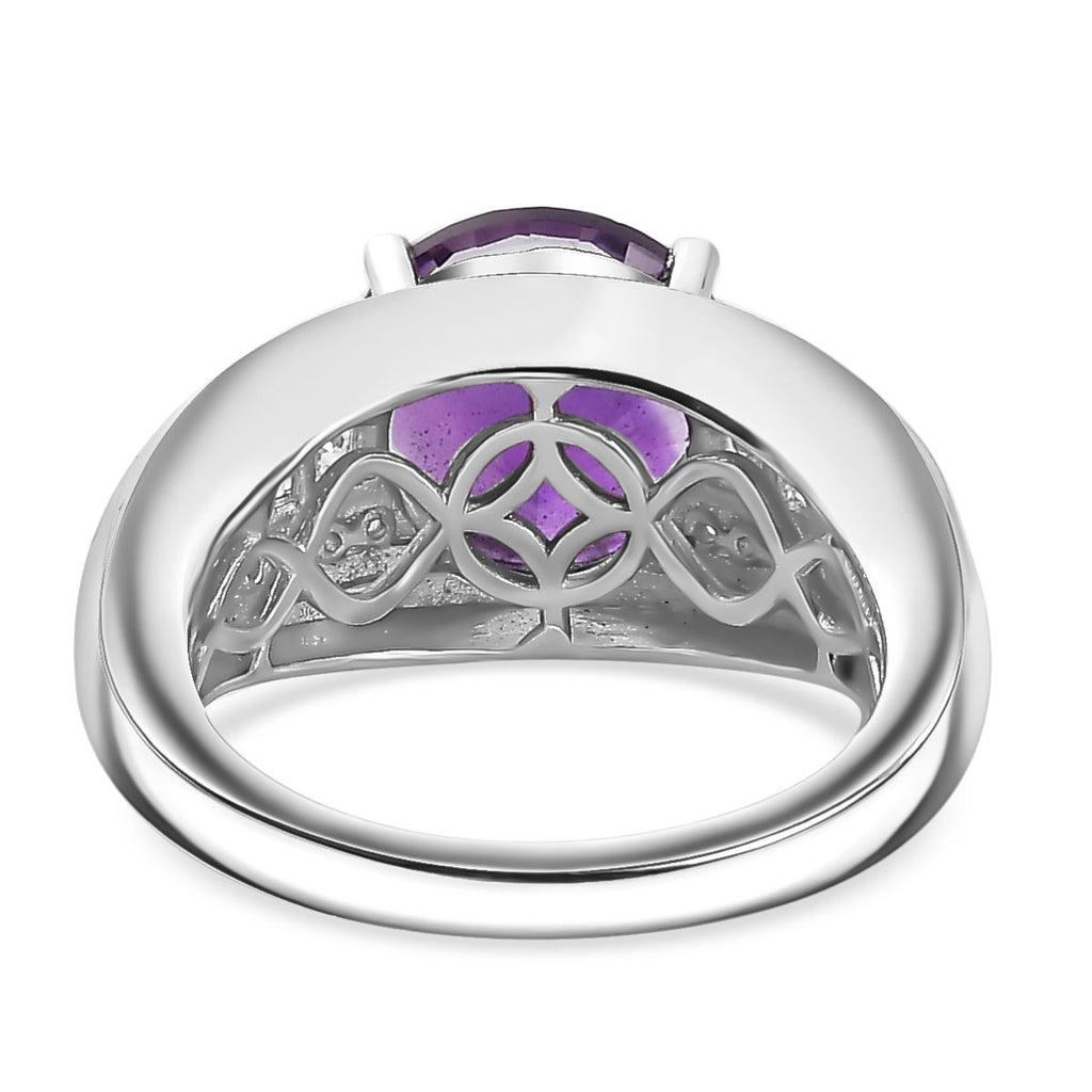 Moroccan Amethyst & Natural Zircon Ring in Rhodium Overlay Sterling Silver 4.04 Ct._7795783_4