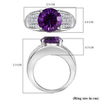 Moroccan Amethyst & Natural Zircon Ring in Rhodium Overlay Sterling Silver 4.04 Ct._7795783_5