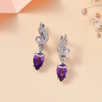 Moroccan Amethyst Zircon Hoops Earrings in Rhodium Overlay Sterling Silver 1.61 Ct