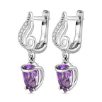 Moroccan Amethyst Zircon Hoops Earrings in Rhodium Overlay Sterling Silver 1.61 Ct
