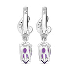 Moroccan Amethyst Zircon Hoops Earrings in Rhodium Overlay Sterling Silver 1.61 Ct