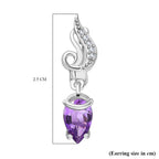 Moroccan Amethyst Zircon Hoops Earrings in Rhodium Overlay Sterling Silver 1.61 Ct