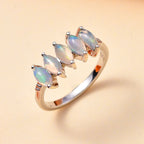Royal Bali Collection - D'Joy Ethiopian Welo Opal 5 Stone Ring in Platinum Overlay Sterling Silver_7796061_1