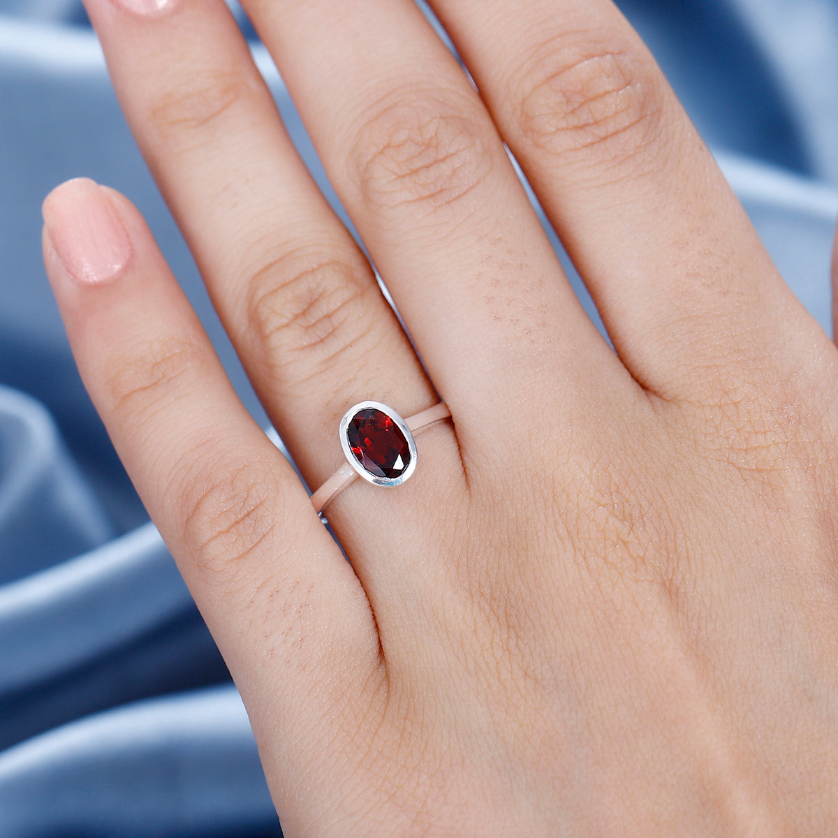 Red Garnet Solitaire Ring in Sterling Silver 1.440 Ct. V32604607 9