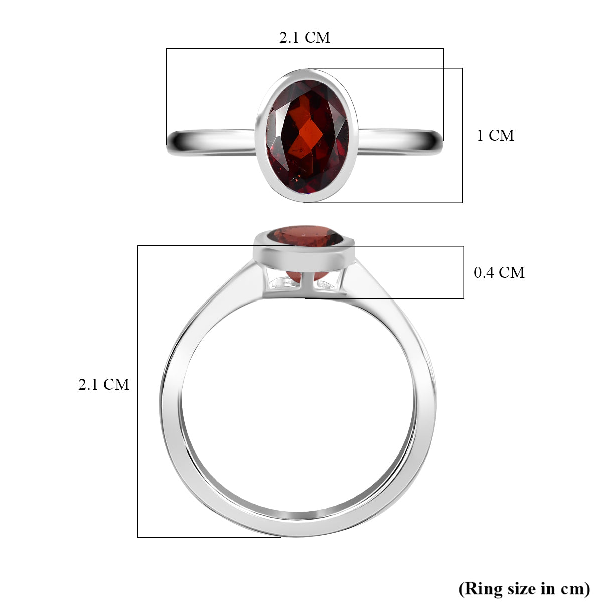 Red Garnet Solitaire Ring in Sterling Silver 1.440 Ct. V32604607 12