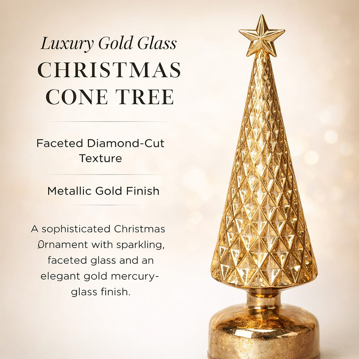 LED Striped Christmas Cone Tree - Gold 7797015 2
