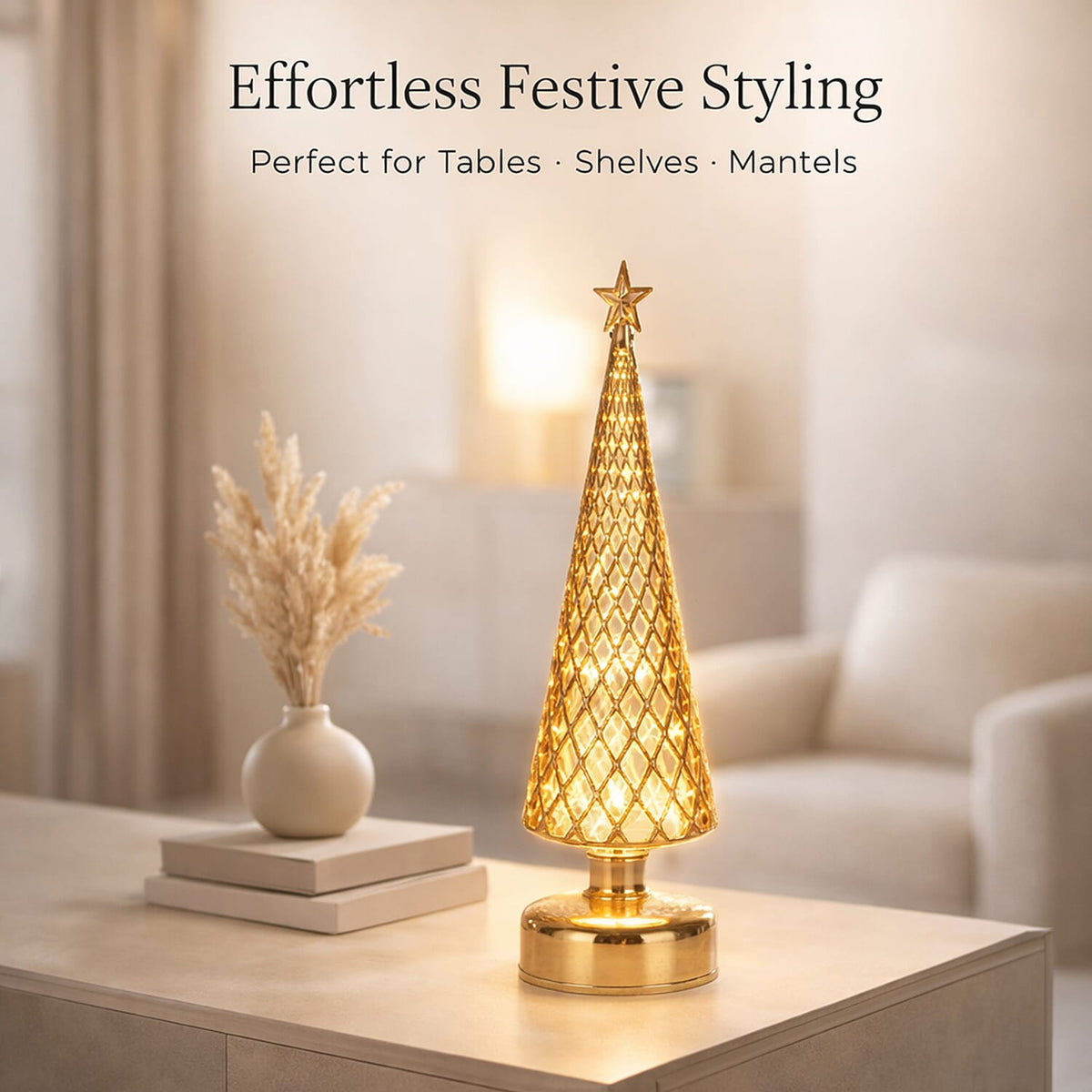 LED Striped Christmas Cone Tree - Gold 7797015 4