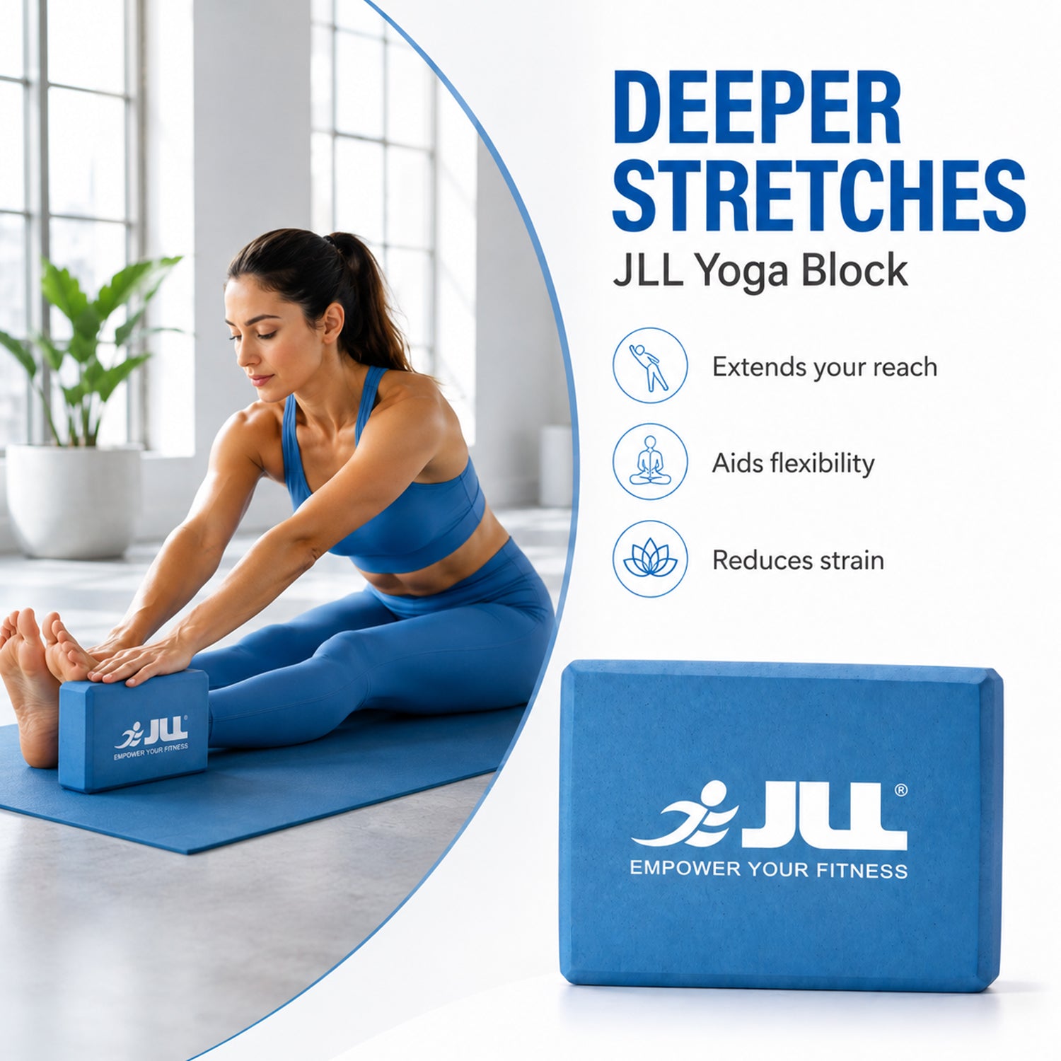 JLL Yoga Blocks for Bolster to Improve Balance &amp; Flexibility - Blue 7797213 3