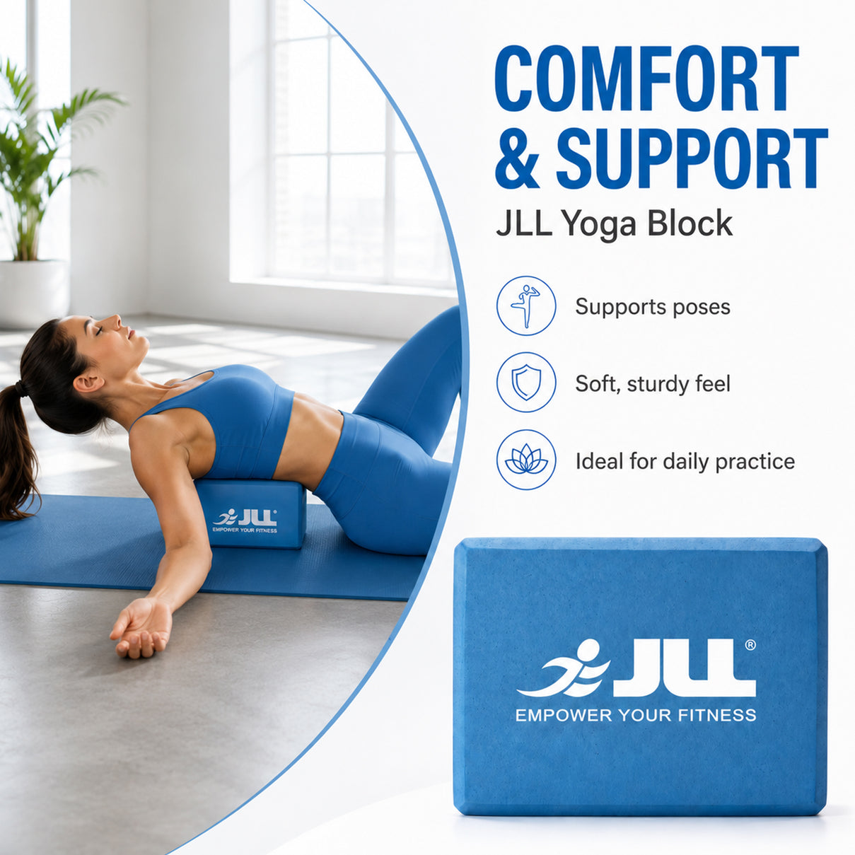 JLL Yoga Blocks for Bolster to Improve Balance &amp; Flexibility - Blue 7797213 4