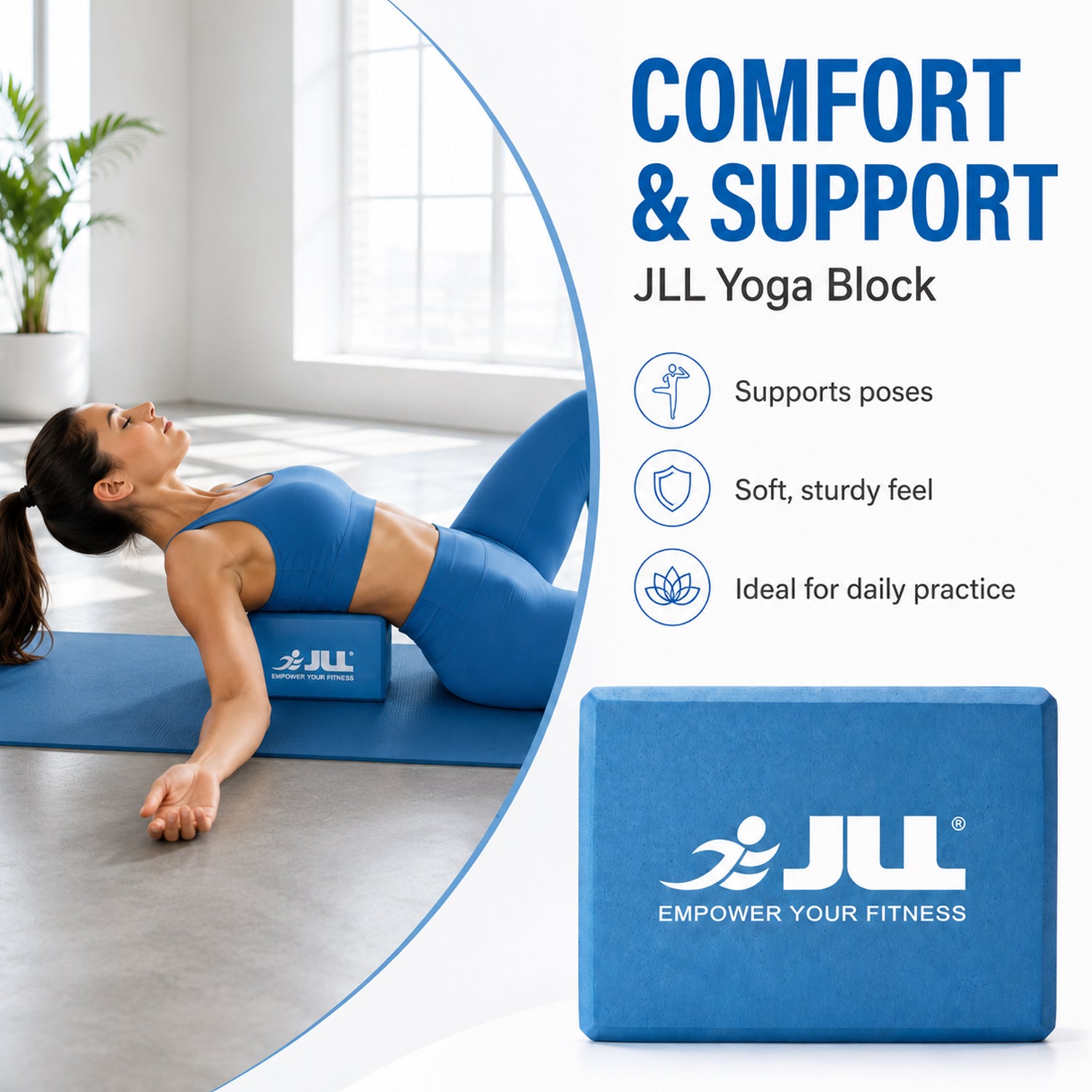 JLL Yoga Blocks for Bolster to Improve Balance &amp; Flexibility - Blue 7797213 4