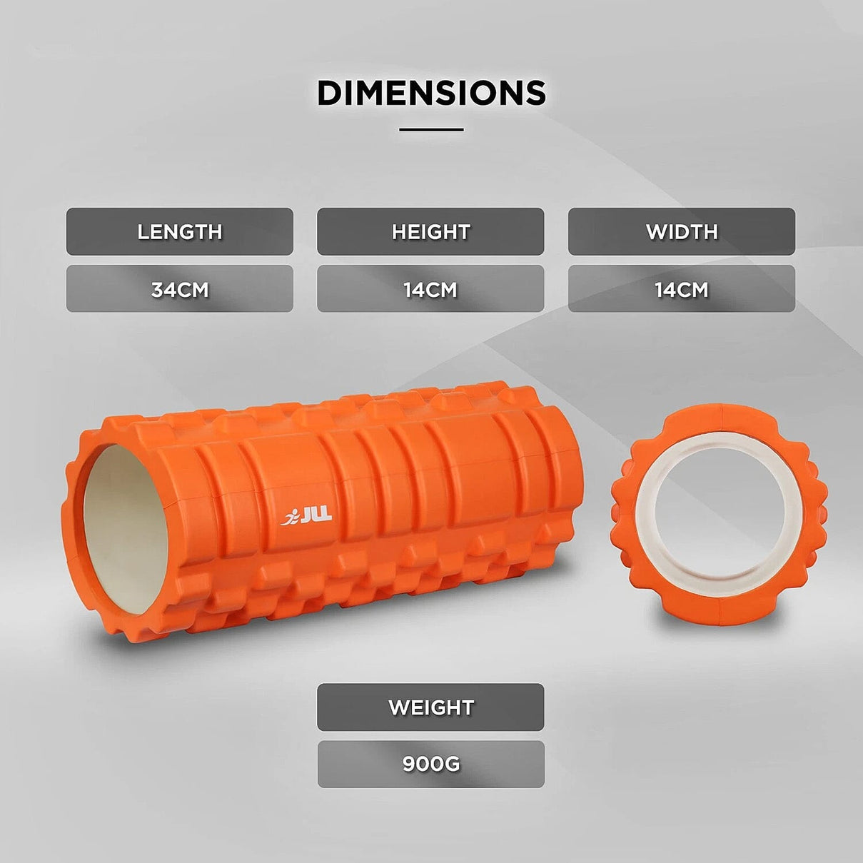 JLL Fitness Foam Roller for Deep Tissue Massage &amp; Muscle Therapy - Orange 7797472 1