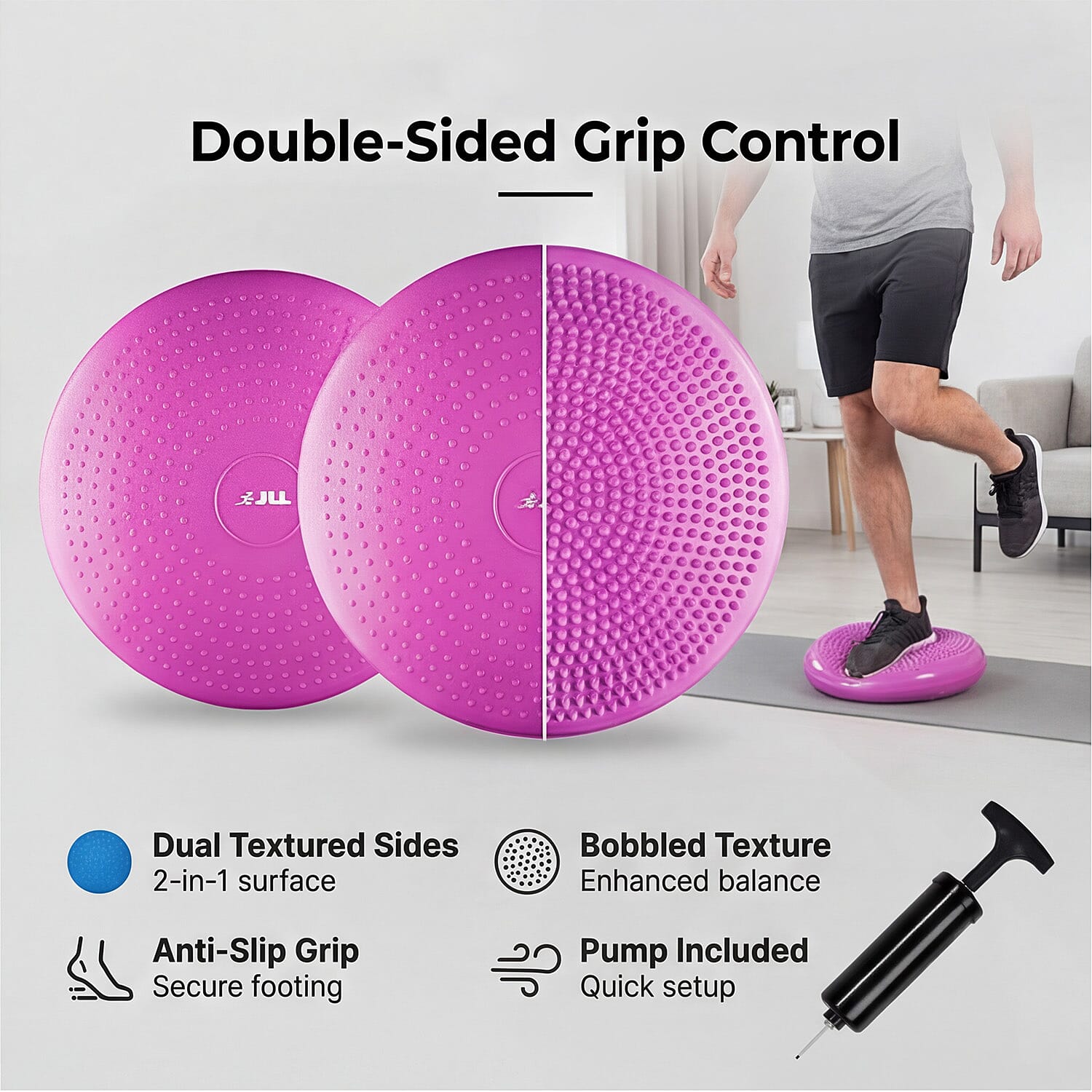 JLL Inflatable Balance Cushion for Fitness Core Training Agility Gym Workouts Yoga - Pink 7797476 2